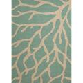 Jaipur Rugs Coastal Lagoon Hooked Poly Coral Design Rectangle Rug, Teal - 5 ft. x 7 ft. 6 in. RUG122832